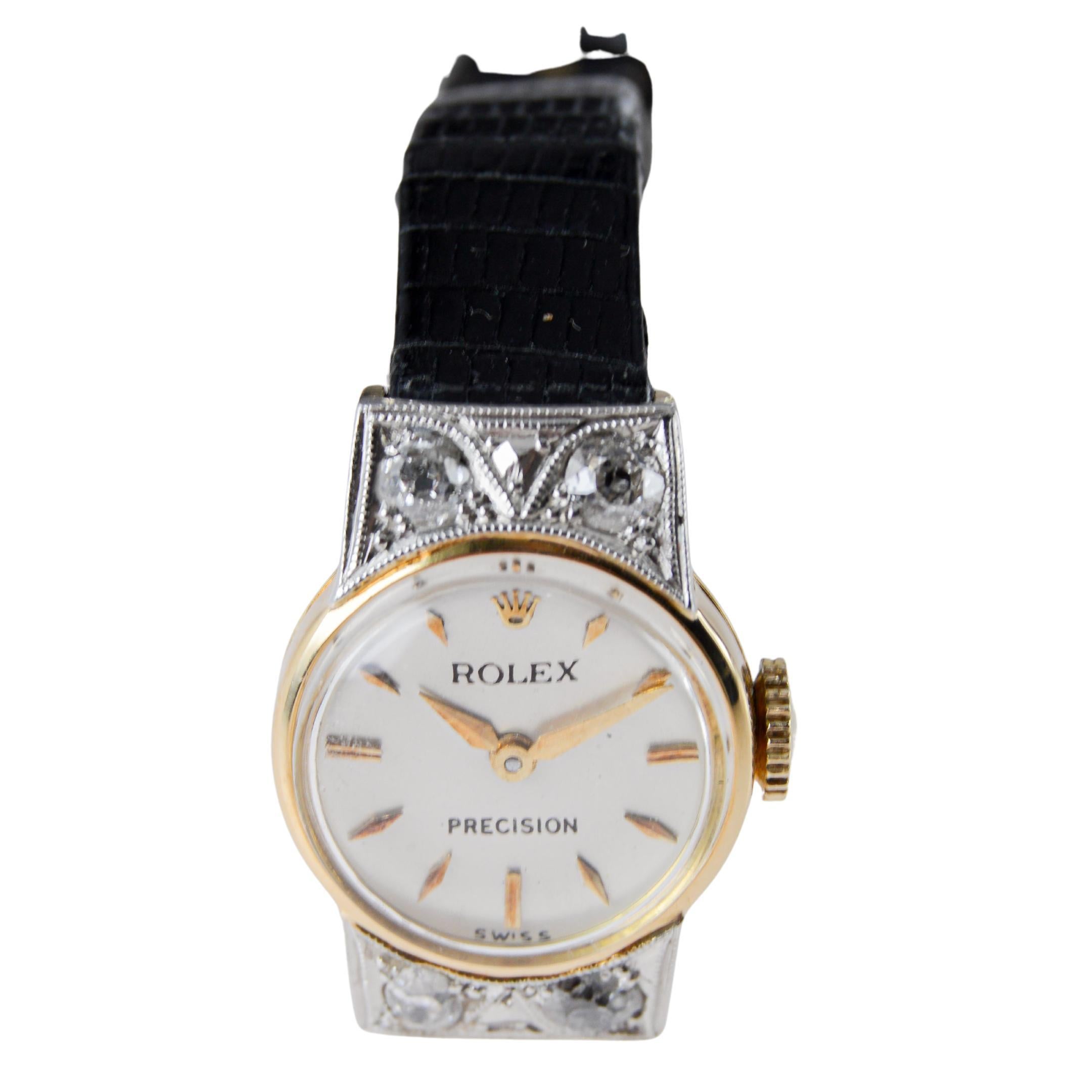 Rolex Orologio da donna in oro massiccio 18Kt del 1950 circa con quadrante originale in vendita 8