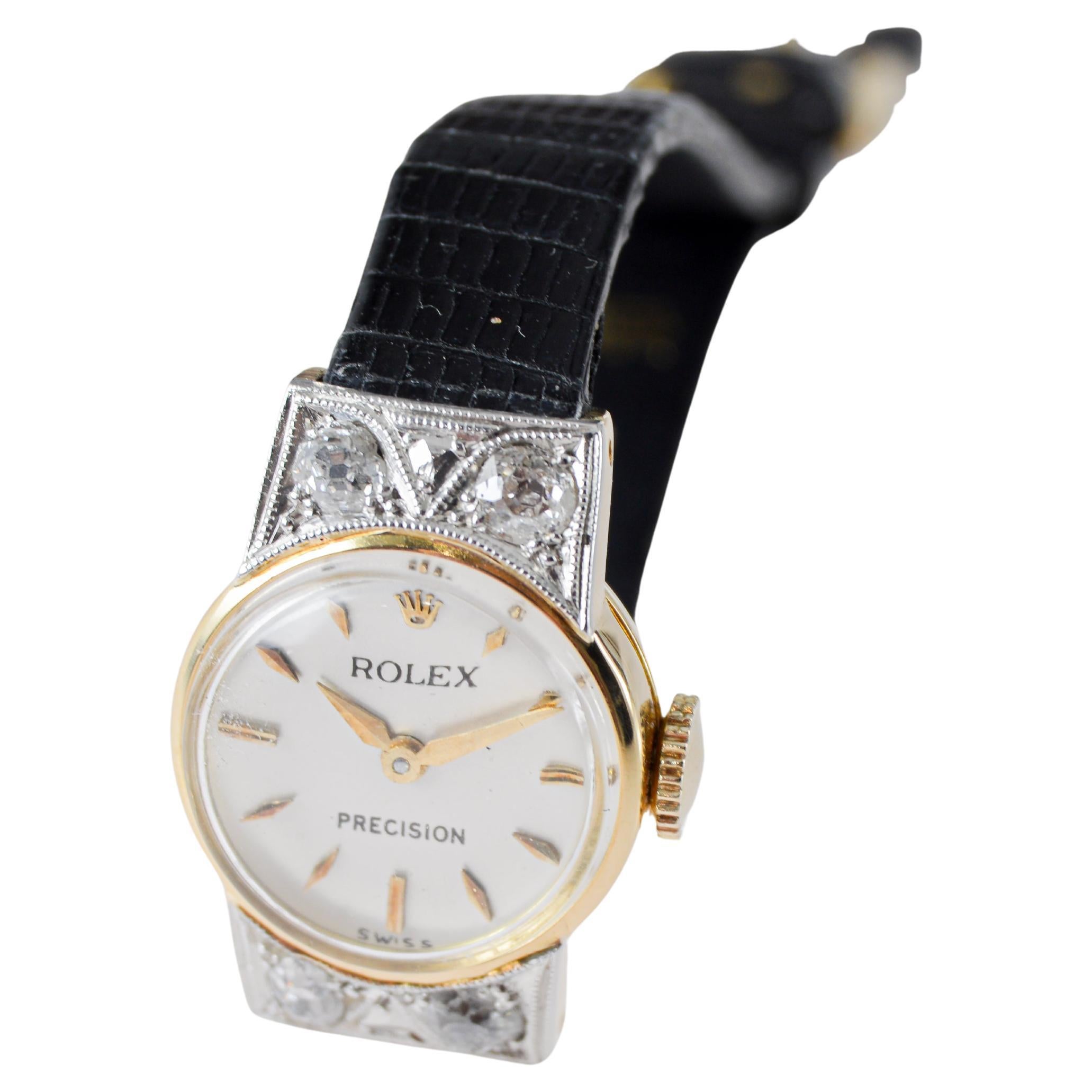 Rolex 18Kt Solid Gold Ladies Dress Watch circa 1950 with Original Dial in vendita 9