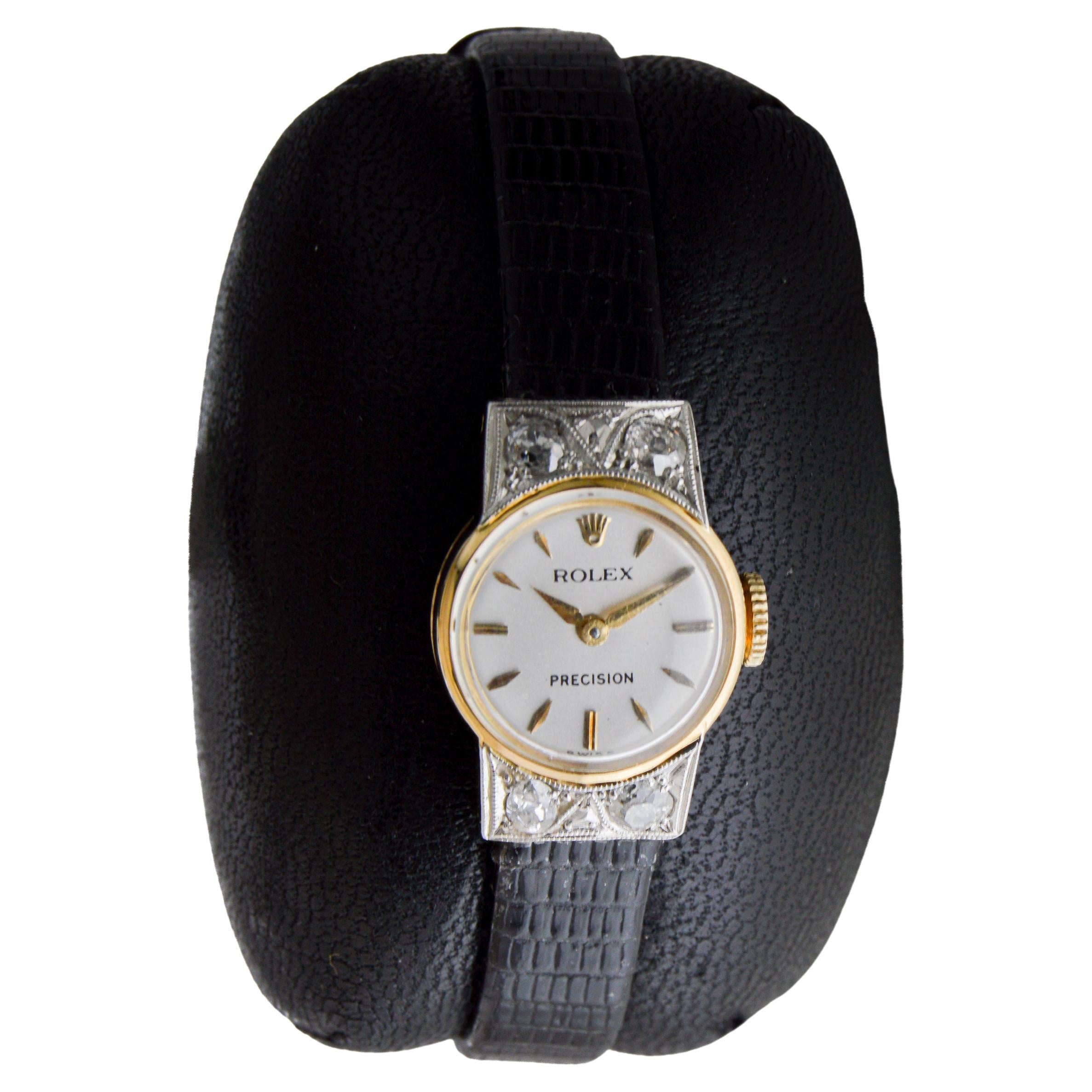 Rolex 18Kt Solid Gold Ladies Dress Watch circa 1950 with Original Dial In condizioni ottime in vendita a Long Beach, CA