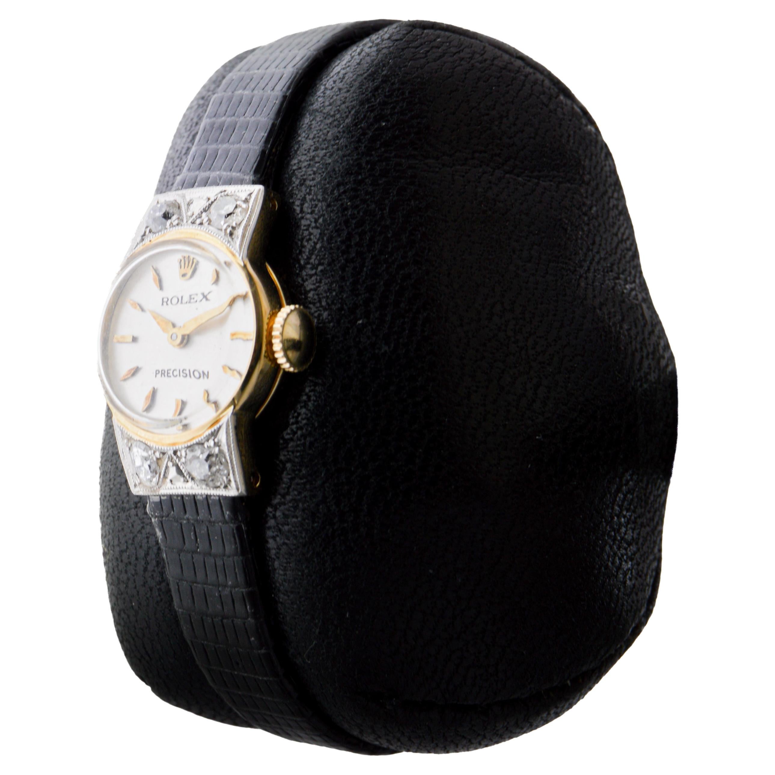 Rolex Orologio da donna in oro massiccio 18Kt del 1950 circa con quadrante originale in vendita 1