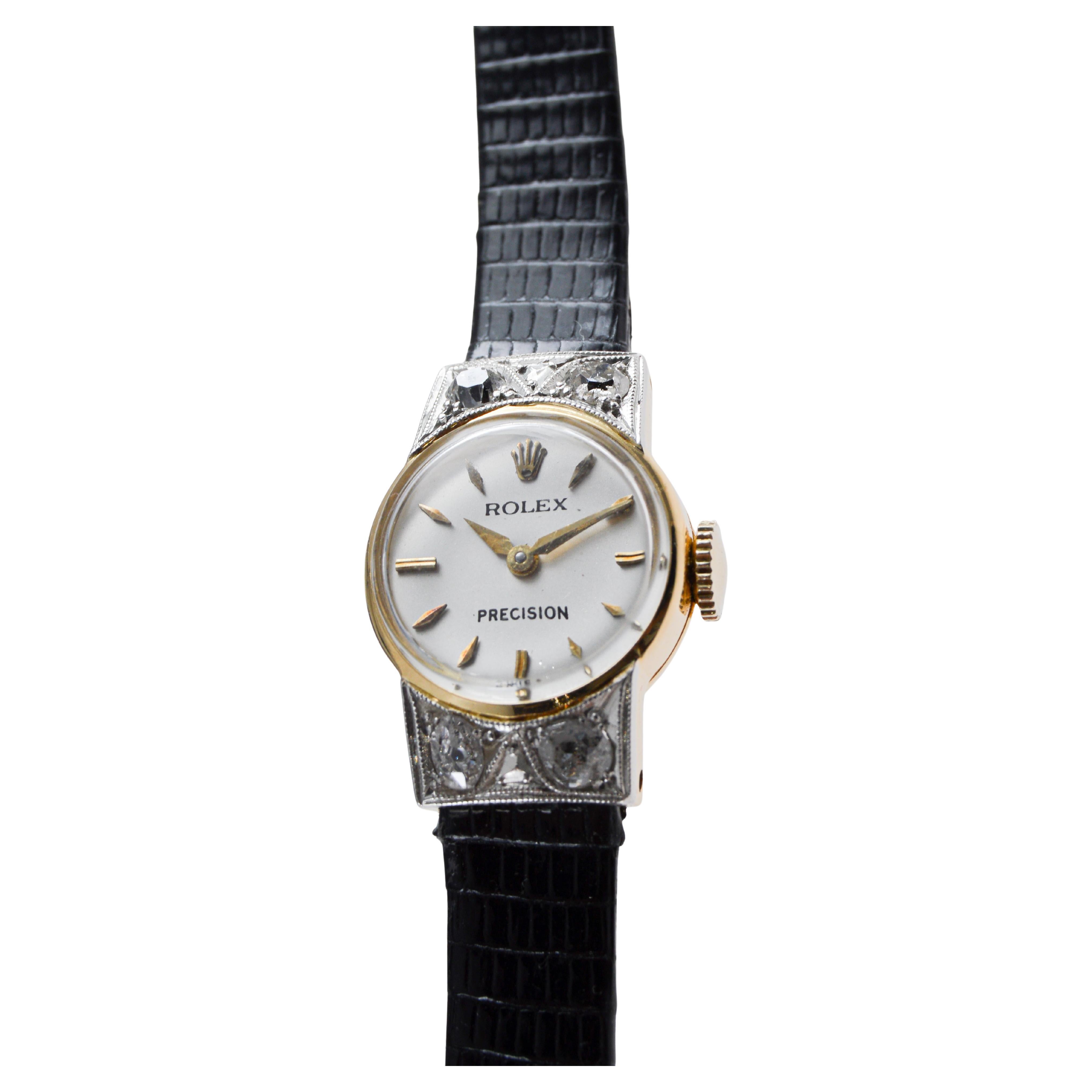Rolex Orologio da donna in oro massiccio 18Kt del 1950 circa con quadrante originale in vendita 2