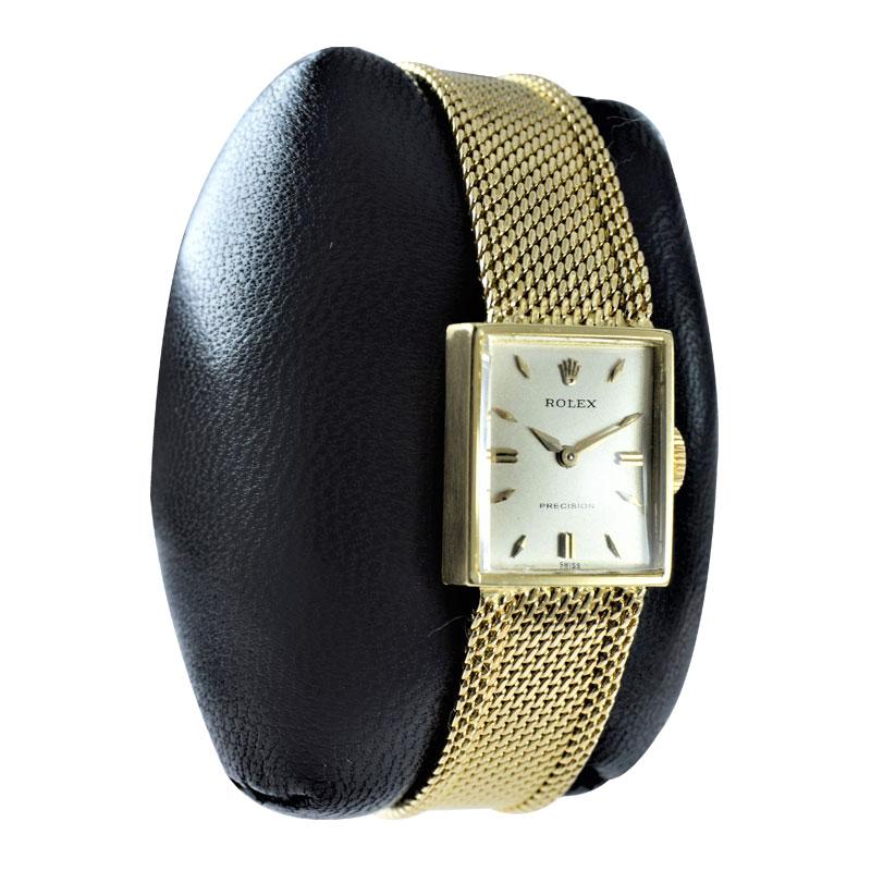 Modernist Rolex 18 Karat Solid Gold Manual Winding Ladies Dress Wristwatch, circa 1960s