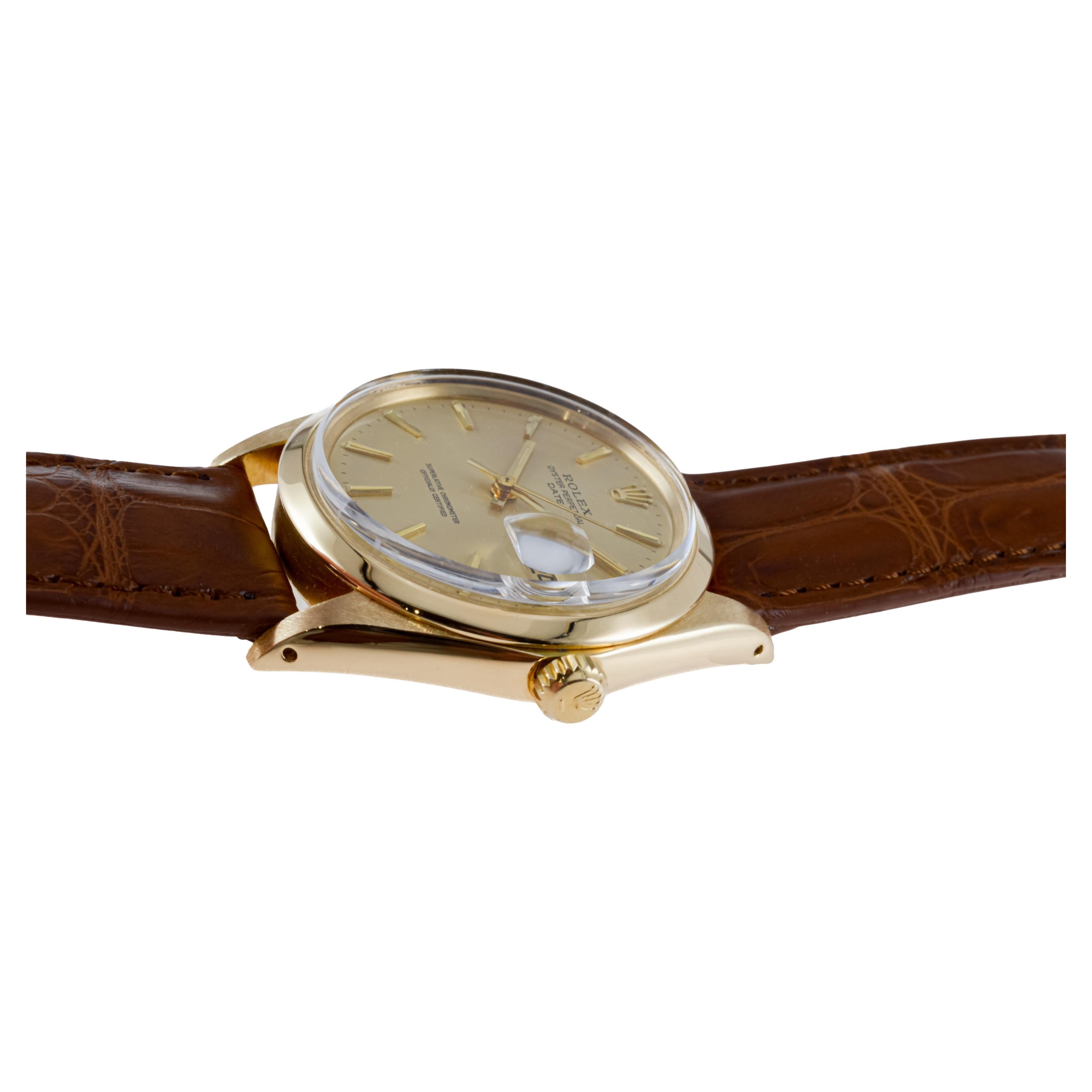 Rolex 18Kt Solid Gold Oyster Perpetual Date with Original Champagne Dial 7