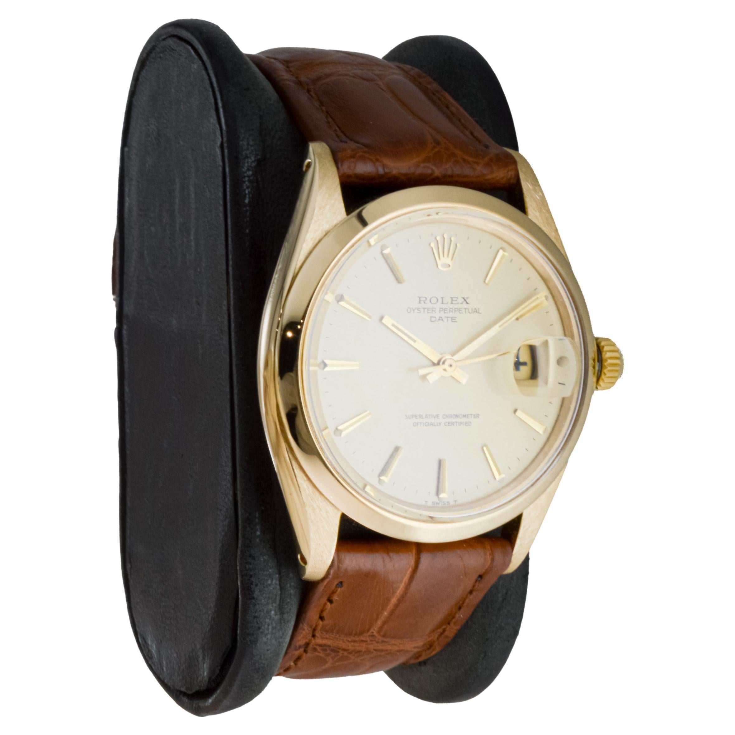Modern Rolex 18Kt Solid Gold Oyster Perpetual Date with Original Champagne Dial