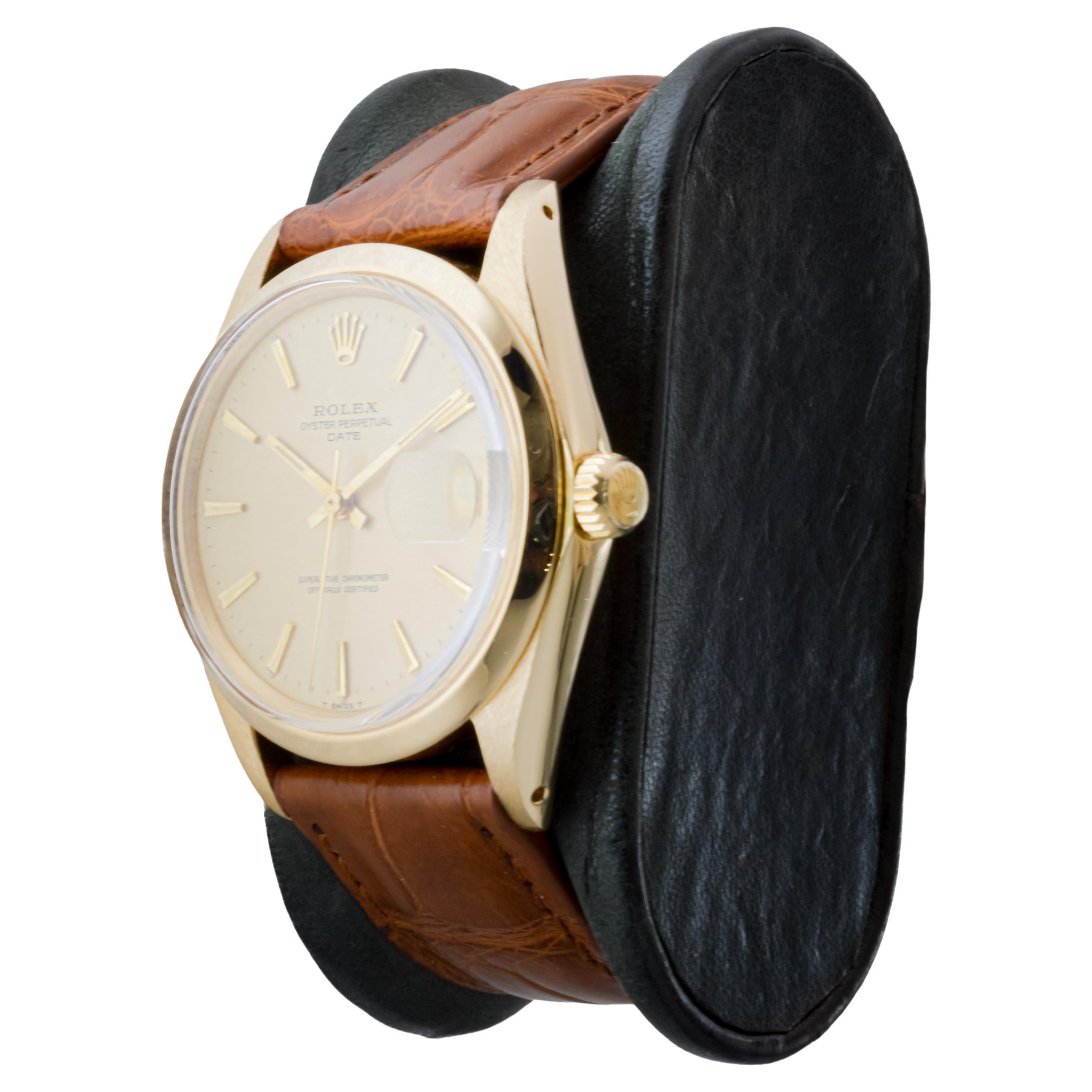 Rolex 18Kt Solid Gold Oyster Perpetual Date with Original Champagne Dial 2