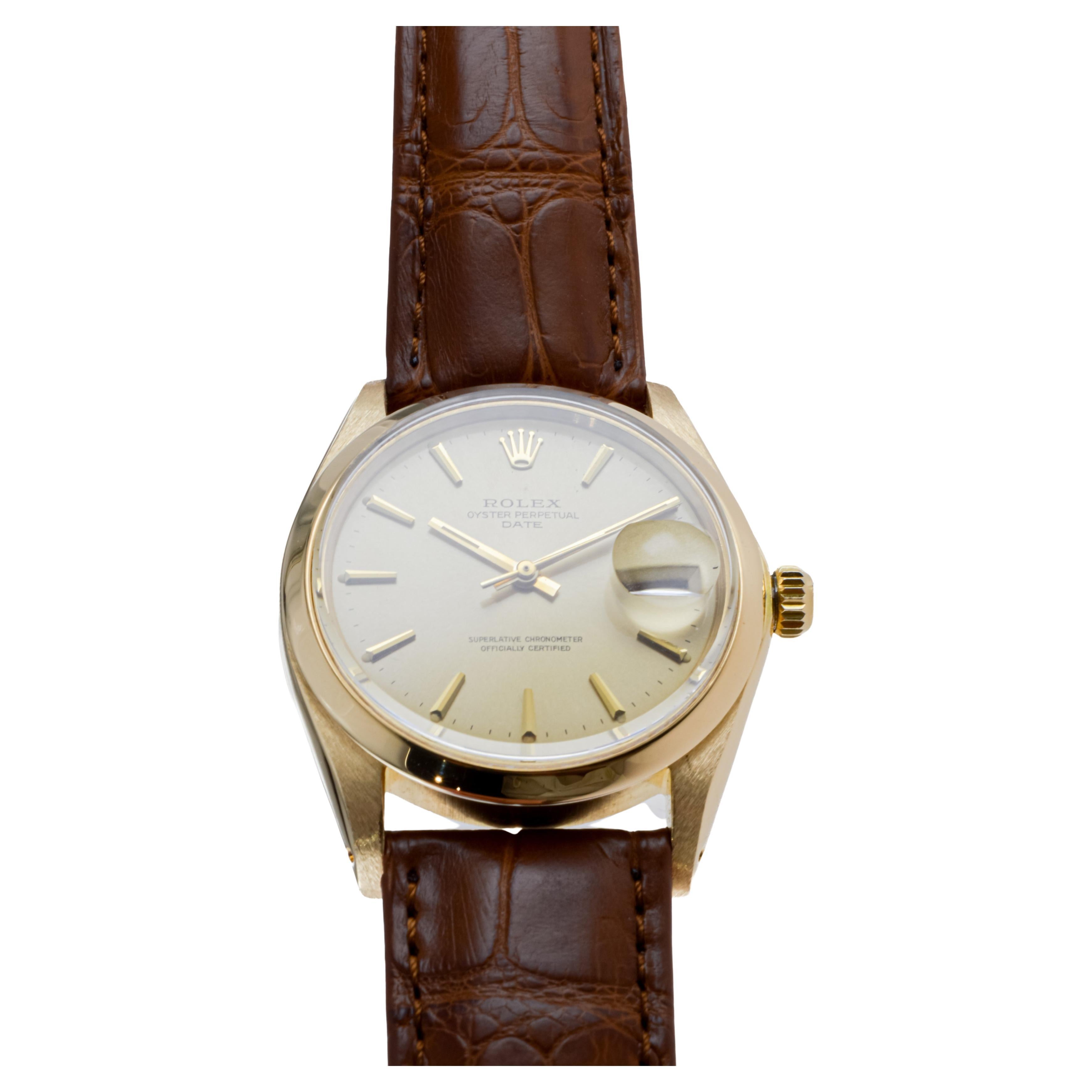 Rolex 18Kt Solid Gold Oyster Perpetual Date with Original Champagne Dial 3
