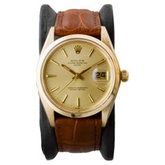 Rolex 18Kt Solid Gold Oyster Perpetual Date with Original Champagne Dial