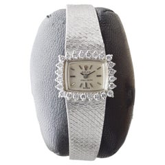 Rolex 18Kt Solid White Gold Ladies Dress Watch Factory Diamond Bezel circa 1973