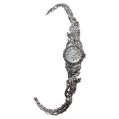 Retro Rolex 18kt. Solid White Gold Ladies Evening Dress Watch with Diamonds, ca 1950's