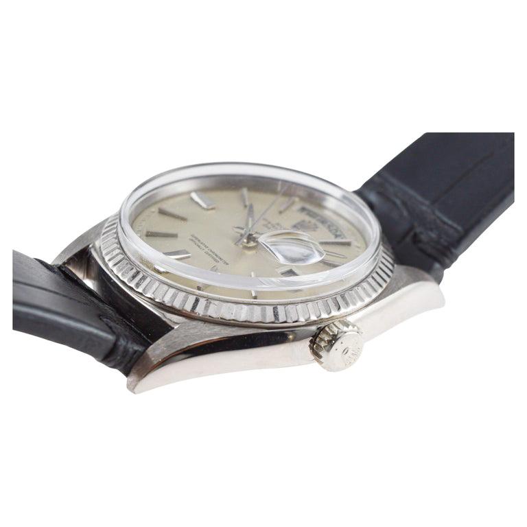 Rolex 18Kt Solid White Gold President with a Flawless Original Dial from 1963 For Sale 5