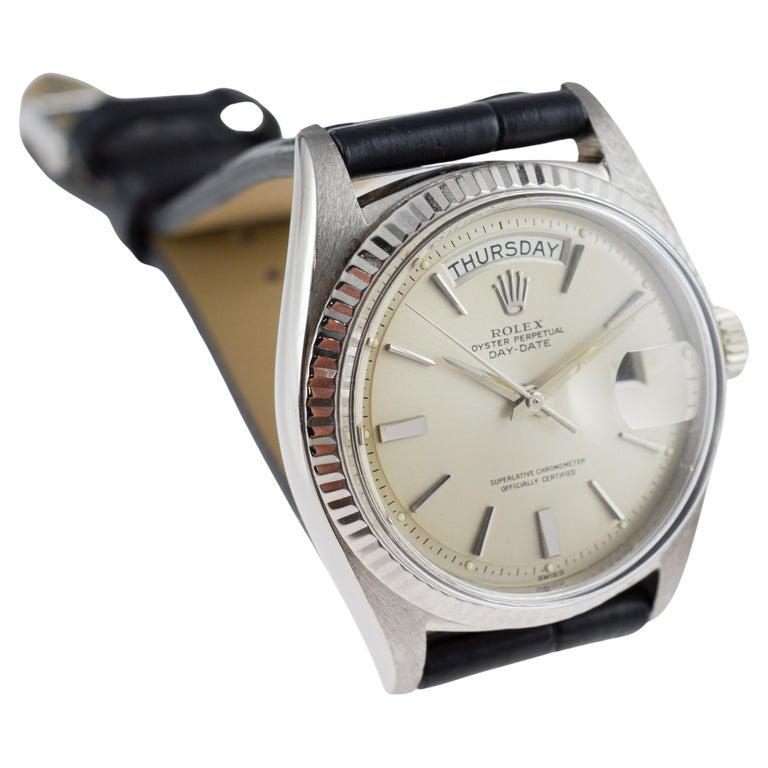Rolex 18Kt Solid White Gold President with a Flawless Original Dial from 1963 For Sale 2