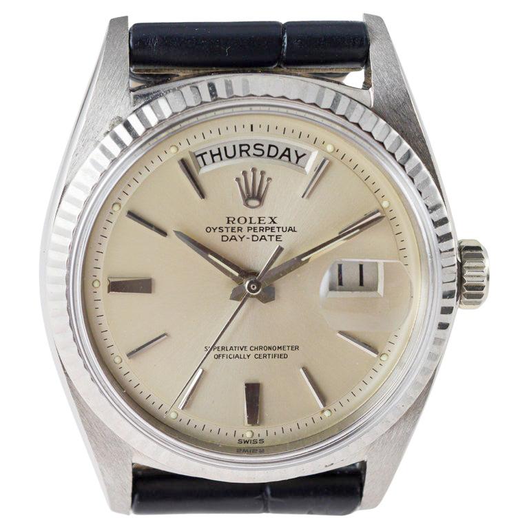 Rolex 18Kt Solid White Gold President with a Flawless Original Dial from 1963 For Sale 3