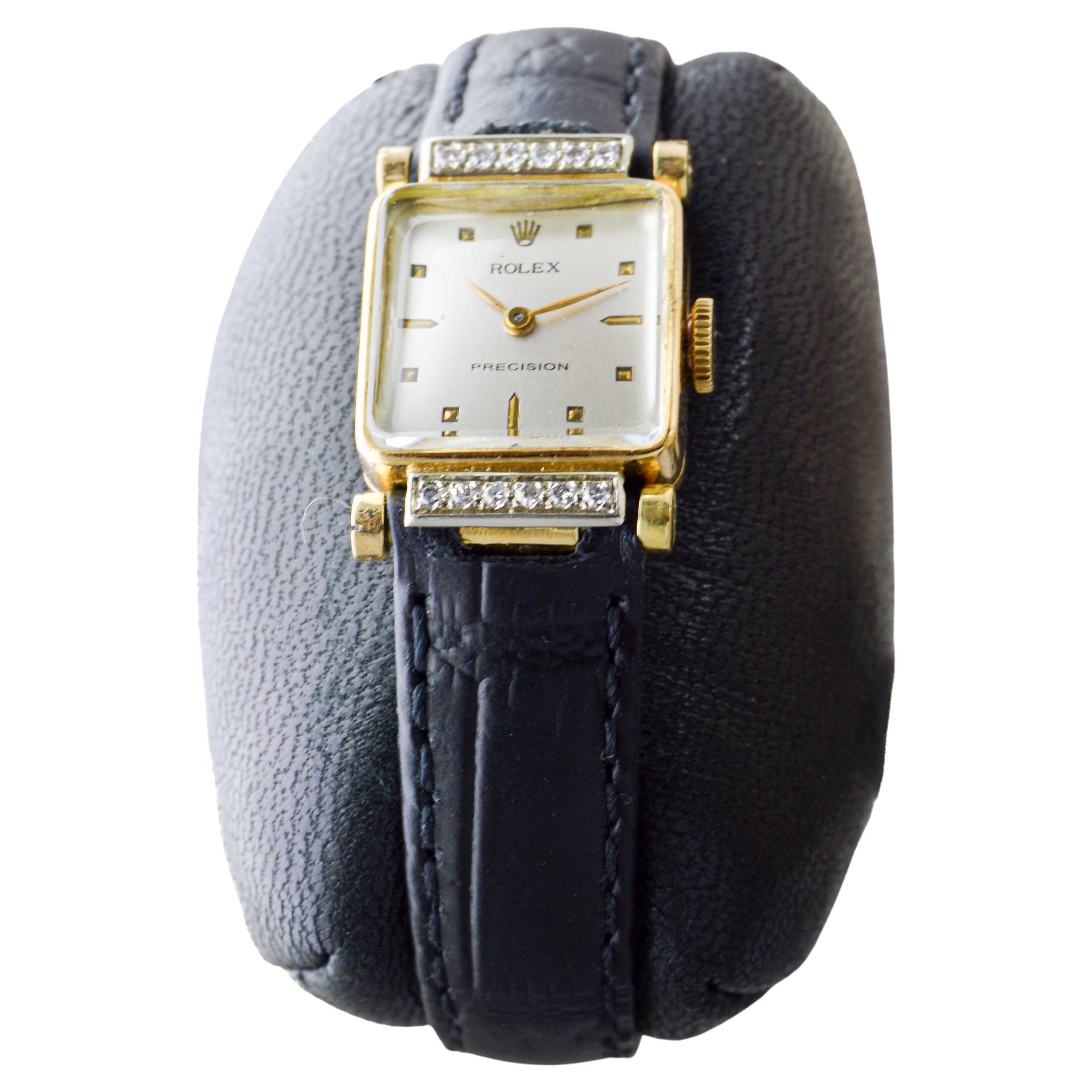 Reloj de vestir Rolex de oro amarillo macizo de 18 quilates con diamantes circa, 1952 en venta 1