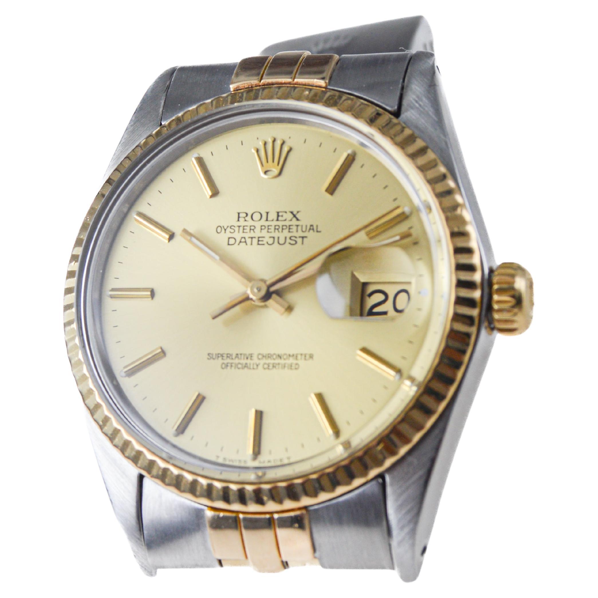 Rolex 18Kt & Steel Datejust Quick Setting Calendar and an Original Dial 1985 For Sale 2