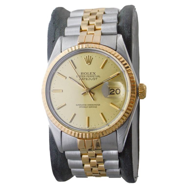 Modern Rolex 18Kt & Steel Datejust Quick Setting Calendar and an Original Dial 1985 For Sale