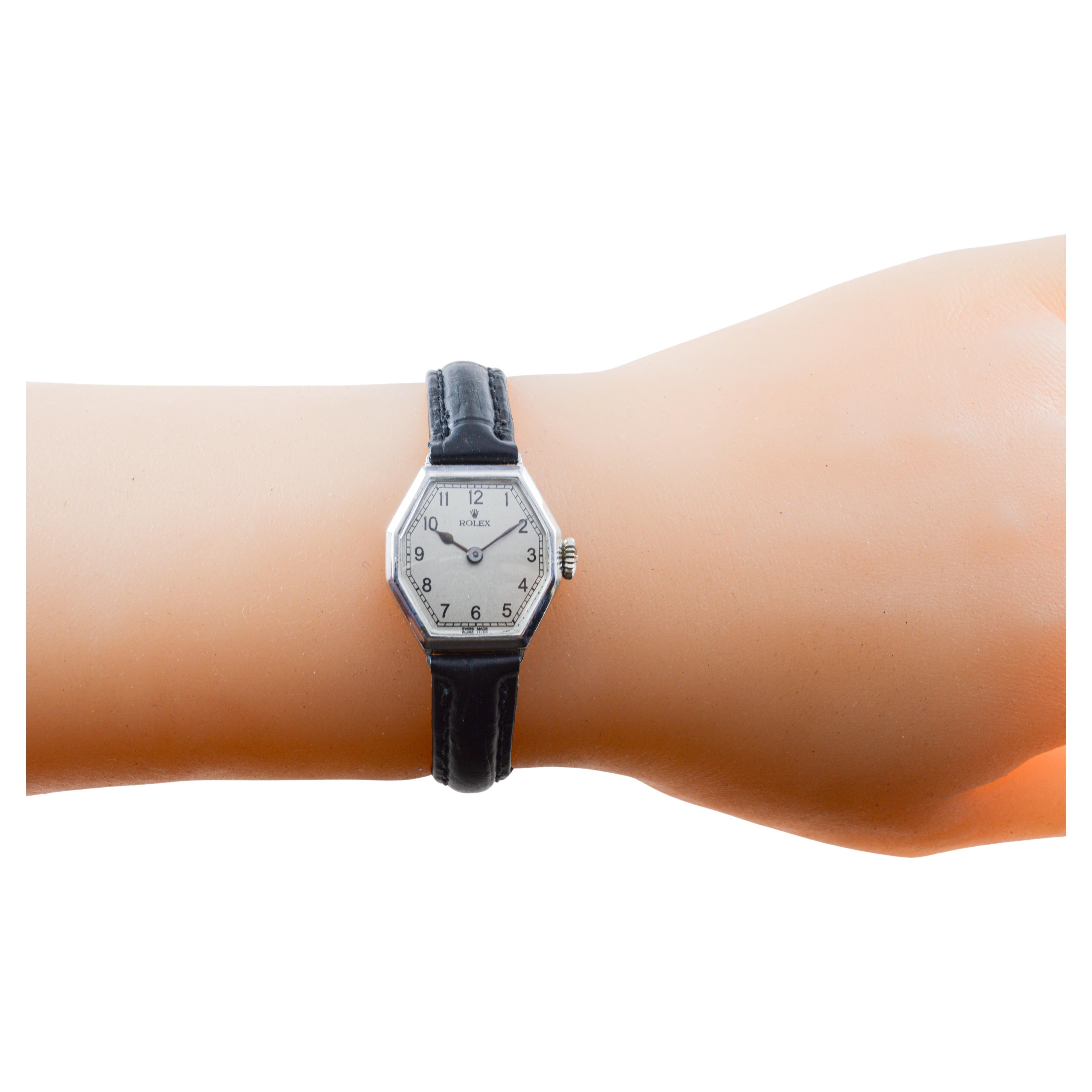 Rolex 18Kt White Gold Art Deco Ladies Watch Entirely Hand Made circa 1926-27 10