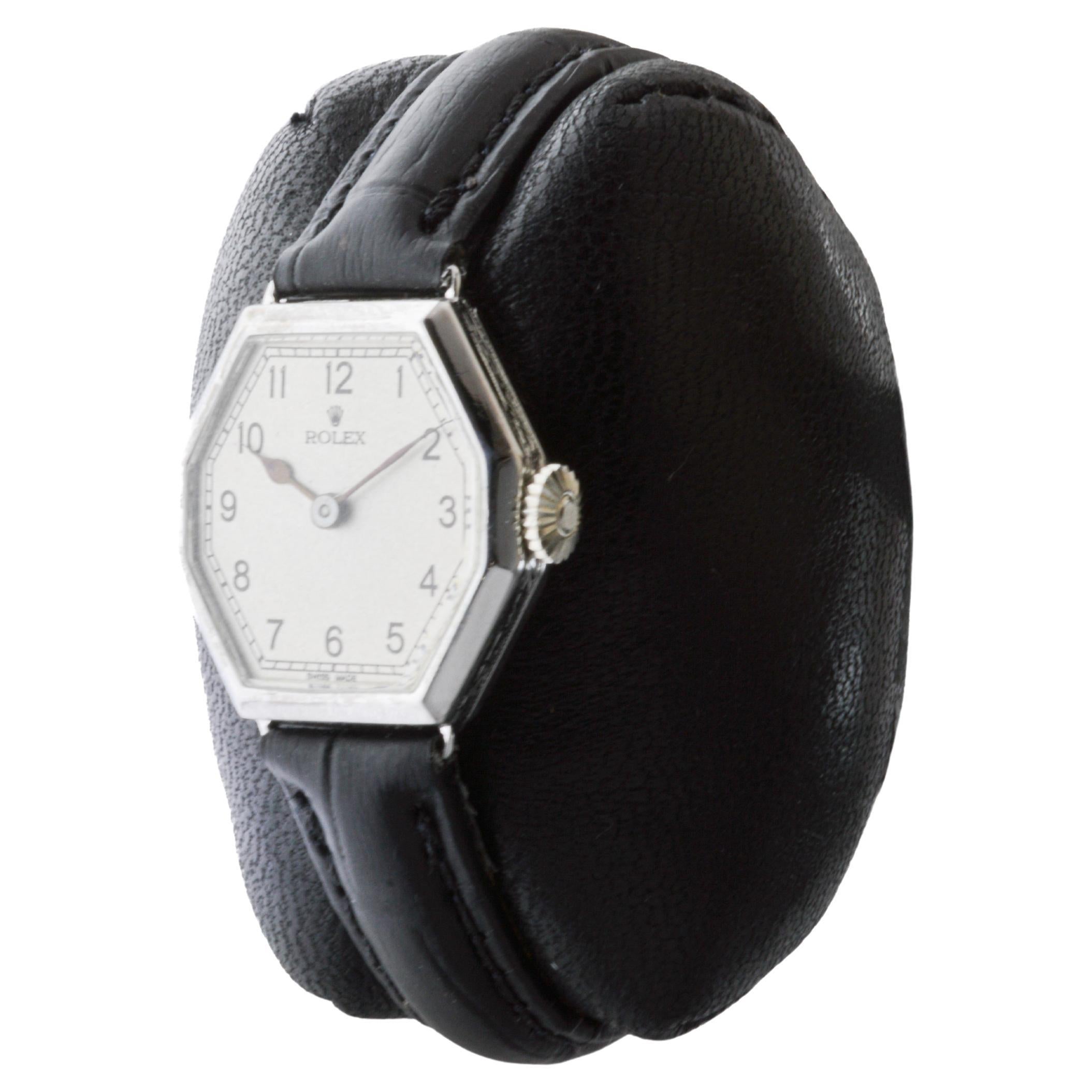 Women's Rolex 18Kt White Gold Art Deco Ladies Watch Entirely Hand Made circa 1926-27