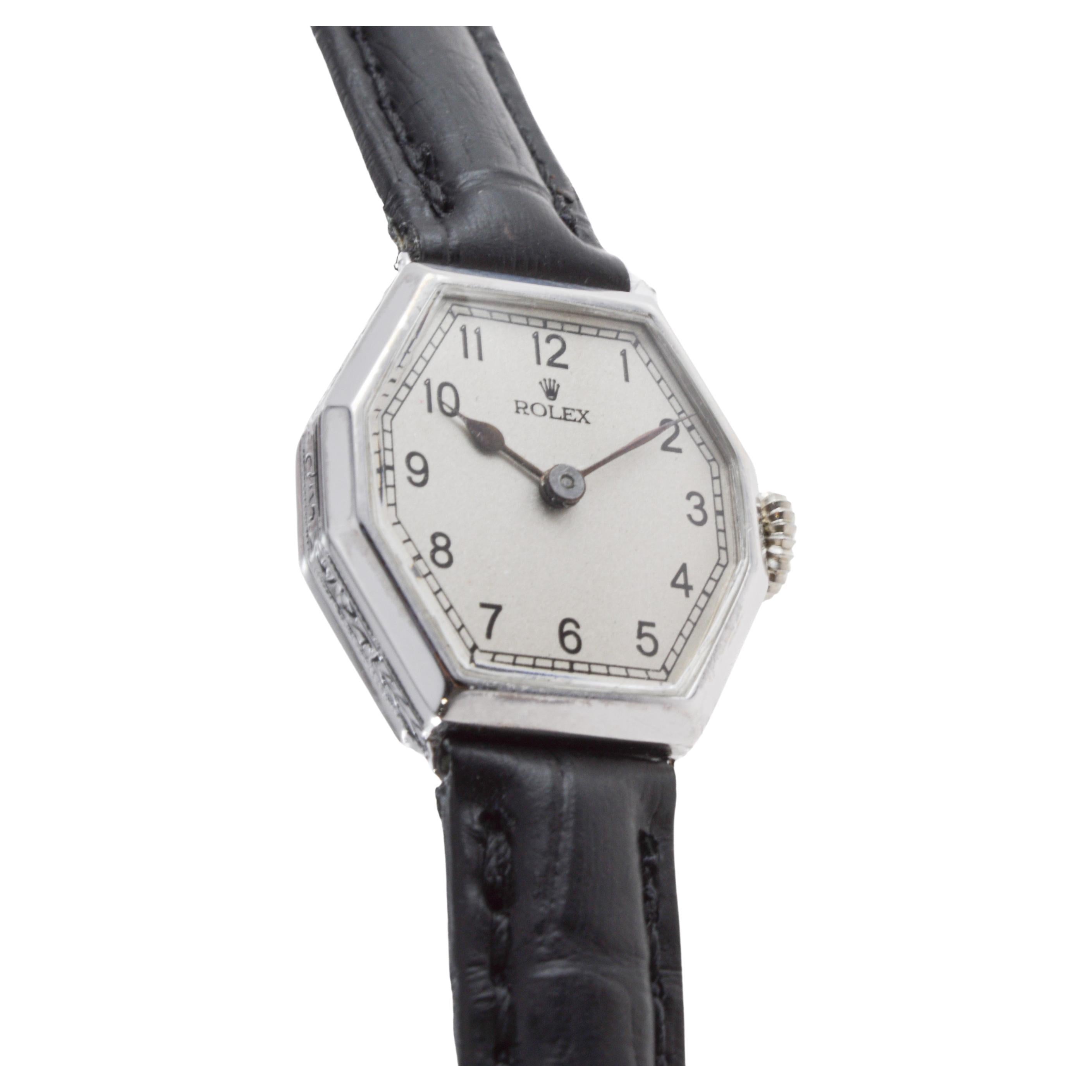 Rolex 18Kt White Gold Art Deco Ladies Watch Entirely Hand Made circa 1926-27 1