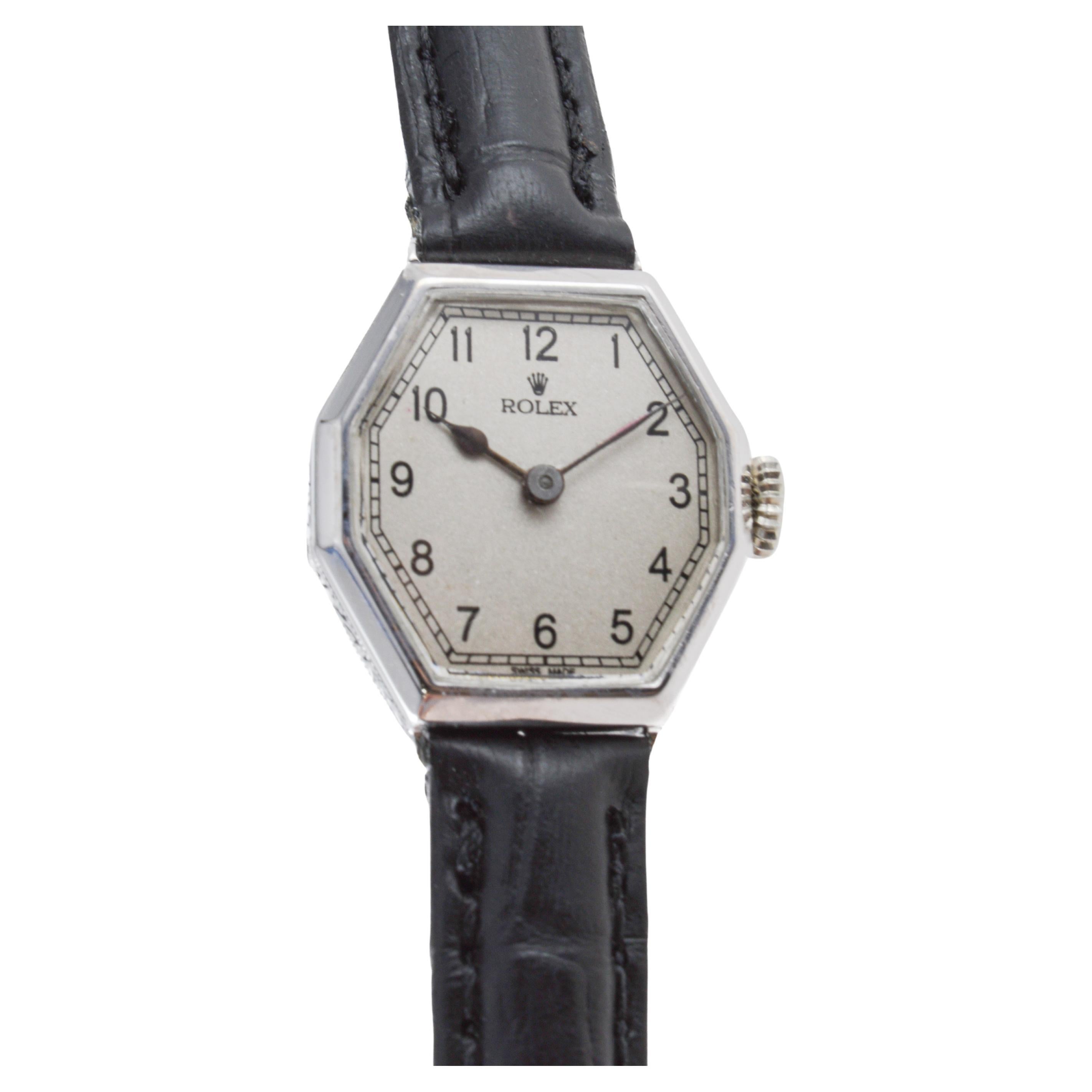 Rolex 18Kt White Gold Art Deco Ladies Watch Entirely Hand Made circa 1926-27 2