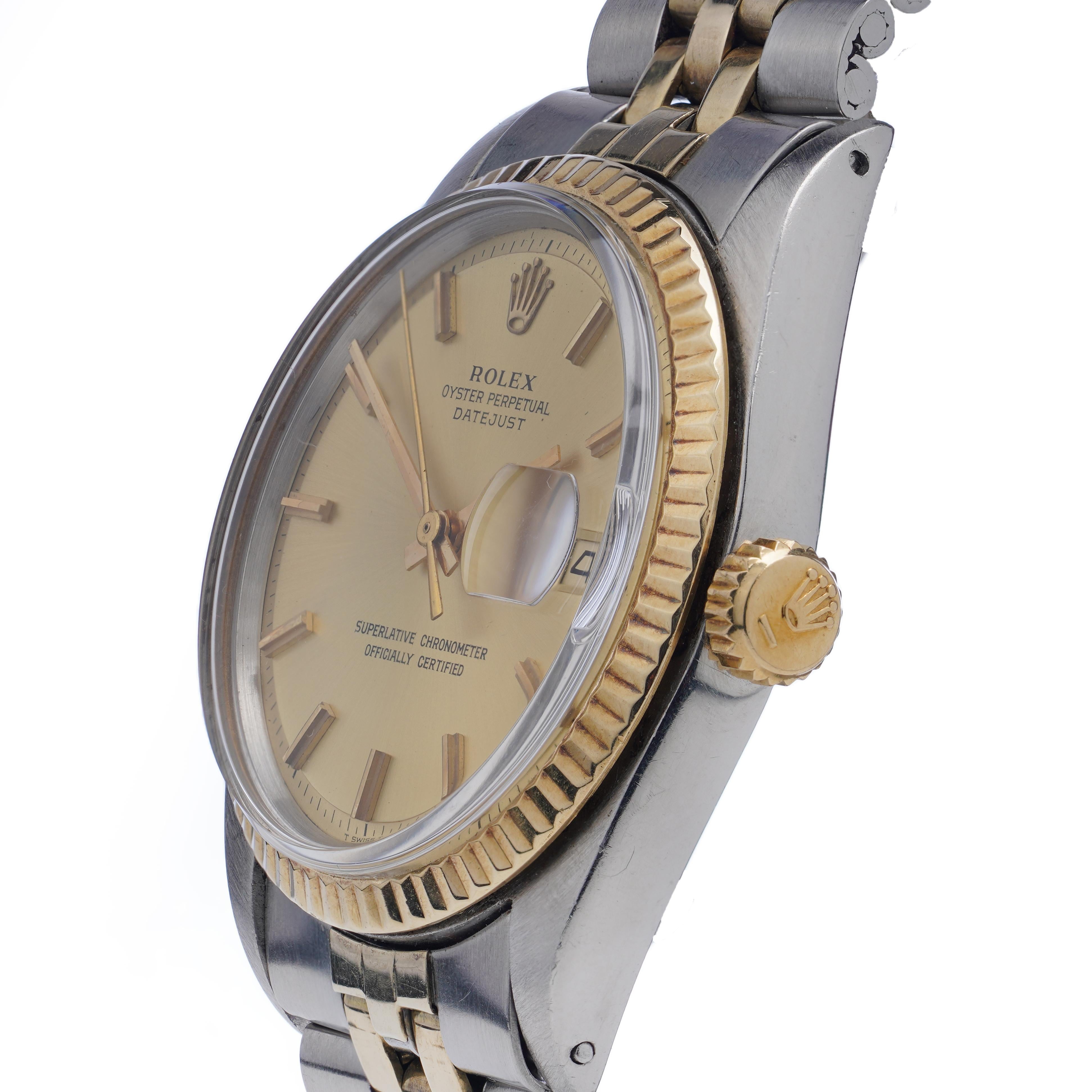 Rolex 18kt. Yellow Gold and Stainless Steel, Oyster Perpetual Datejust, 1601 In Good Condition In Braintree, GB