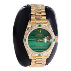 Rolex 18Kt. Yellow Gold Ladies President with Rare, Original Malachite Dial 1987