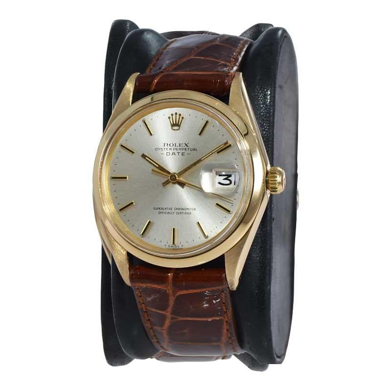 Modernist Rolex 18kt Yellow Gold Oyster Perpetual Date from 1970