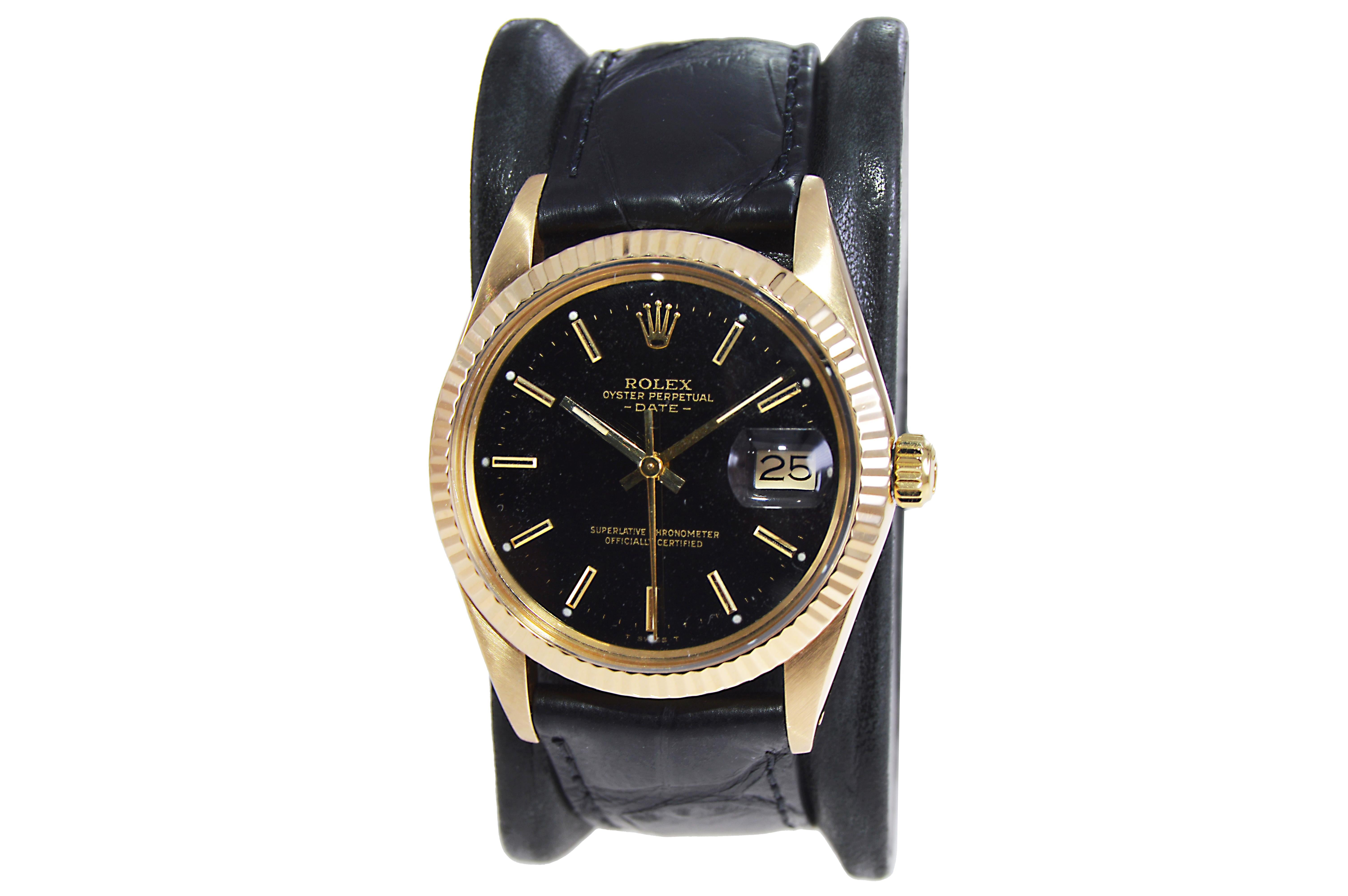 Rolex 18Kt. Yellow Gold Oyster Perpetual Date with Original Black Dial ...