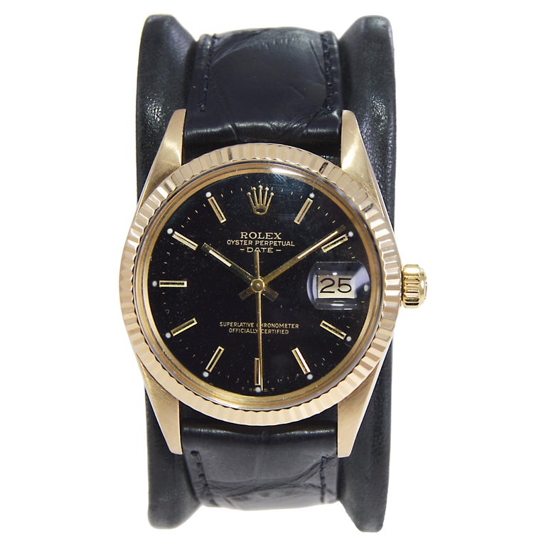 Rolex 18Kt. Yellow Gold Oyster Perpetual Date with Original Black Dial ...