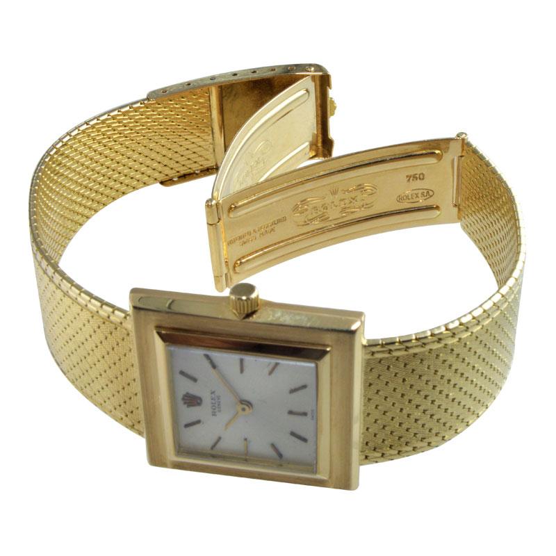 Rolex 18 Karat Yellow Gold Ultra Thin Dress Watch with Original Mesh Bracelet 2