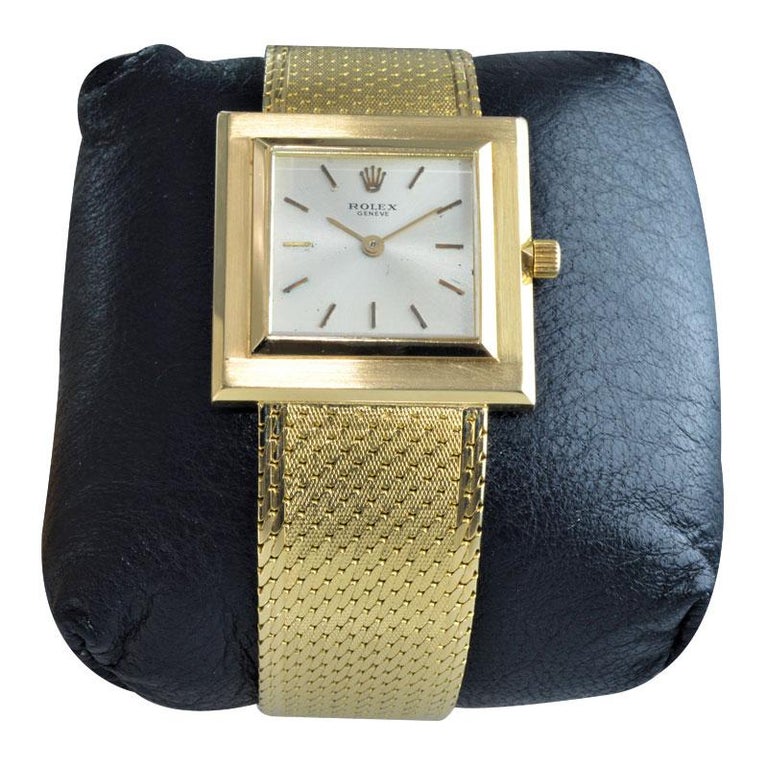 Rolex 18 Karat Yellow Gold Ultra Thin Dress Watch with Original Mesh