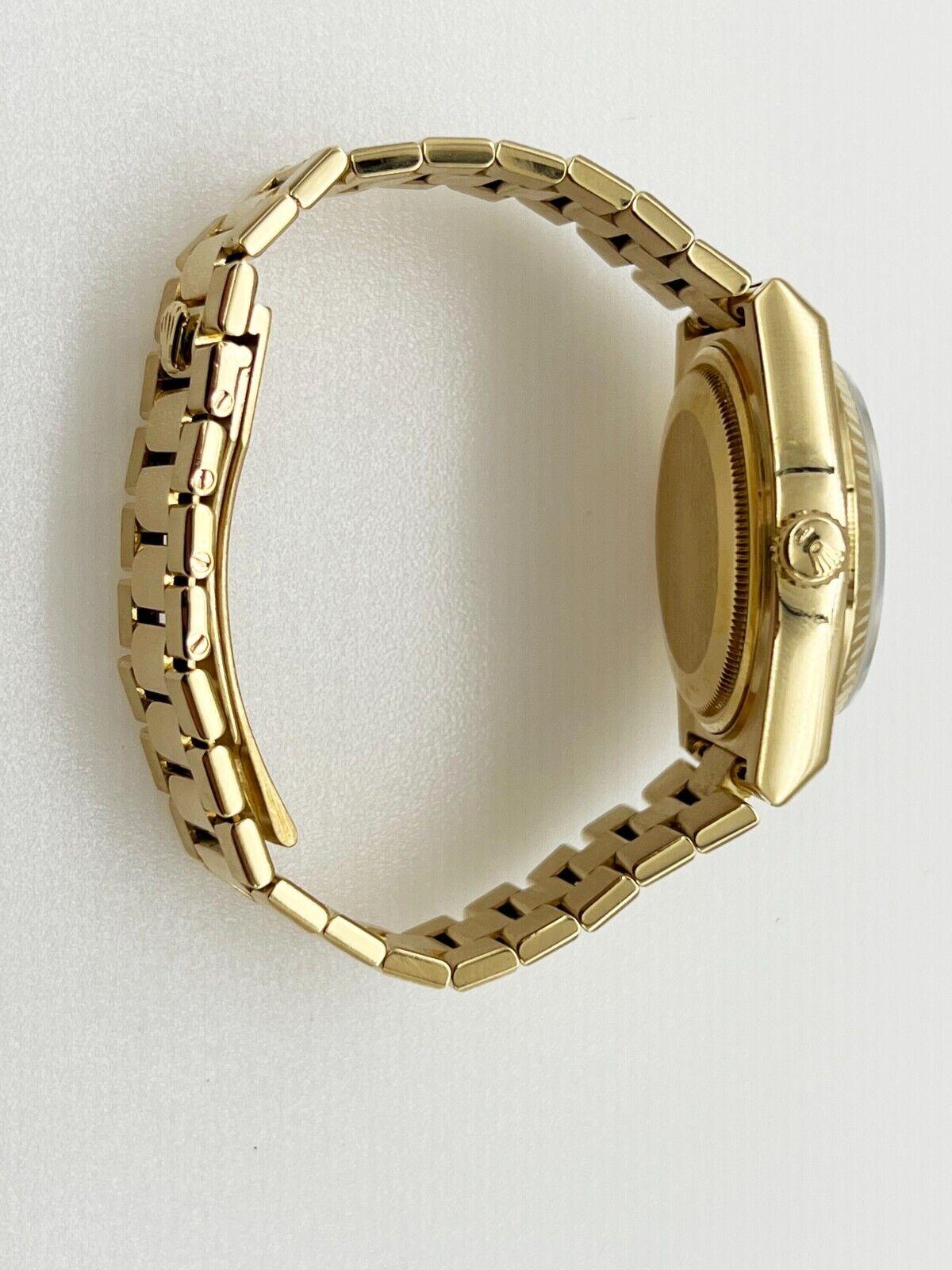 Rolex 19018 President Day Date Oyster-quartz Holz Nussbaum Zifferblatt 18K Gelbgold im Zustand „Hervorragend“ in San Diego, CA