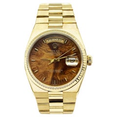 Rolex 19018 President Day Date Oyster-quartz Holz Nussbaum Zifferblatt 18K Gelbgold