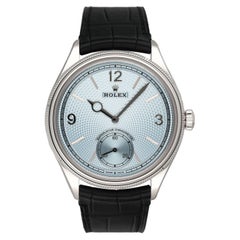 Rolex 1908 Ice Blue Dial Platinum Mens Watch Box Papers