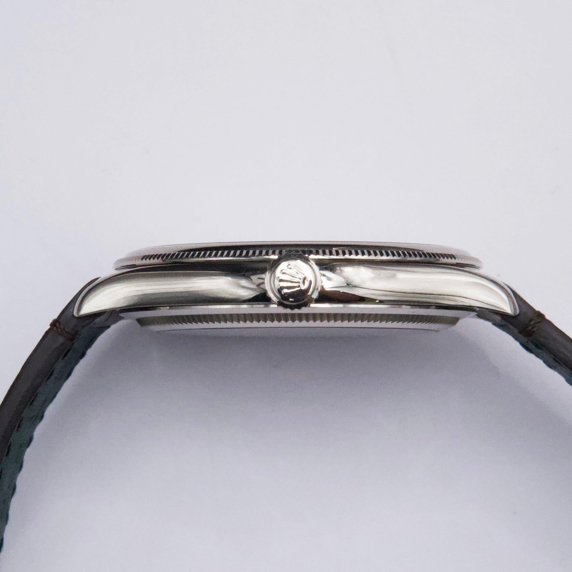 Rolex 1908 Quadrante Bianco Intenso Oro Bianco 18k Orologio Uomo Scatola Documenti 2