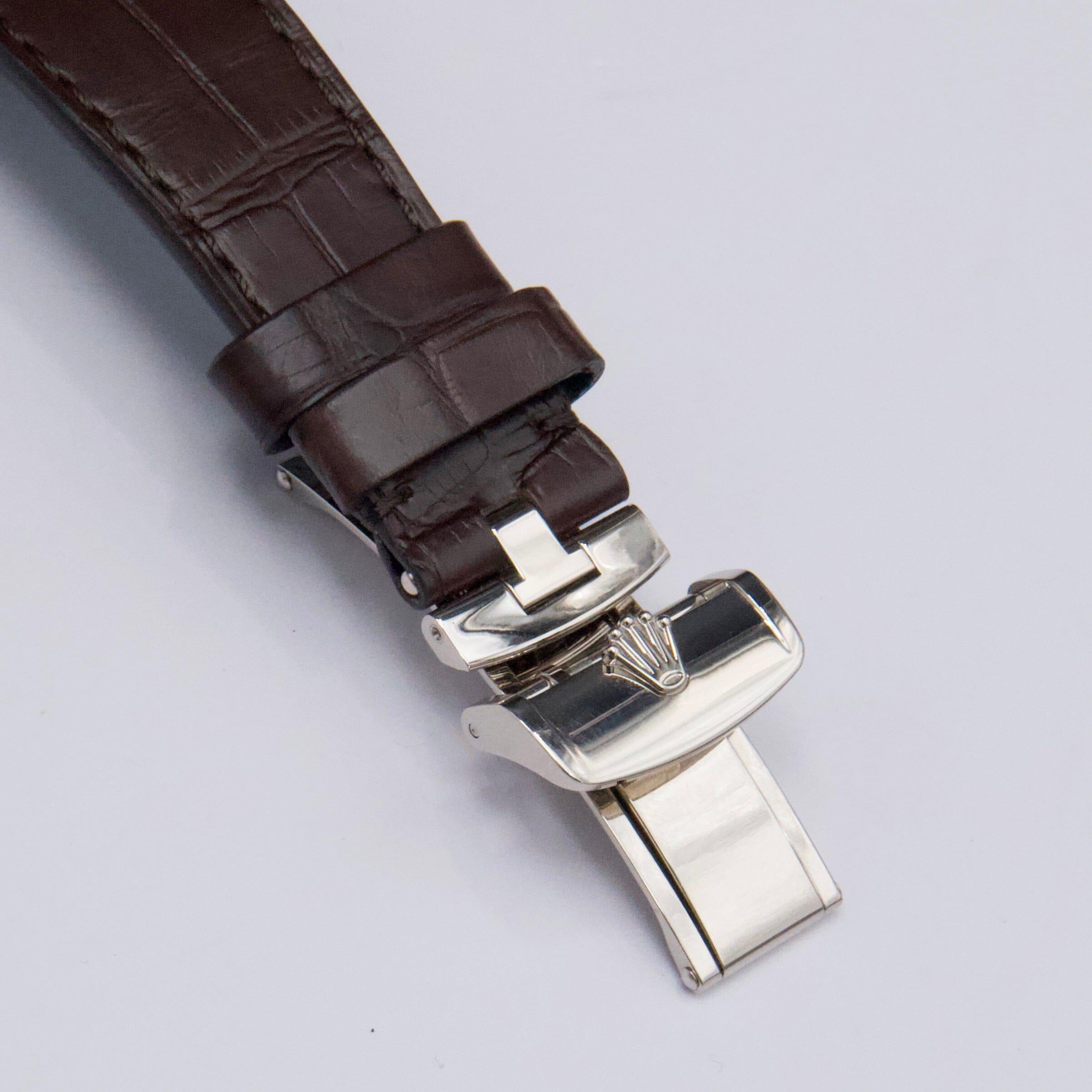 Rolex 1908 Quadrante Bianco Intenso Oro Bianco 18k Orologio Uomo Scatola Documenti 6