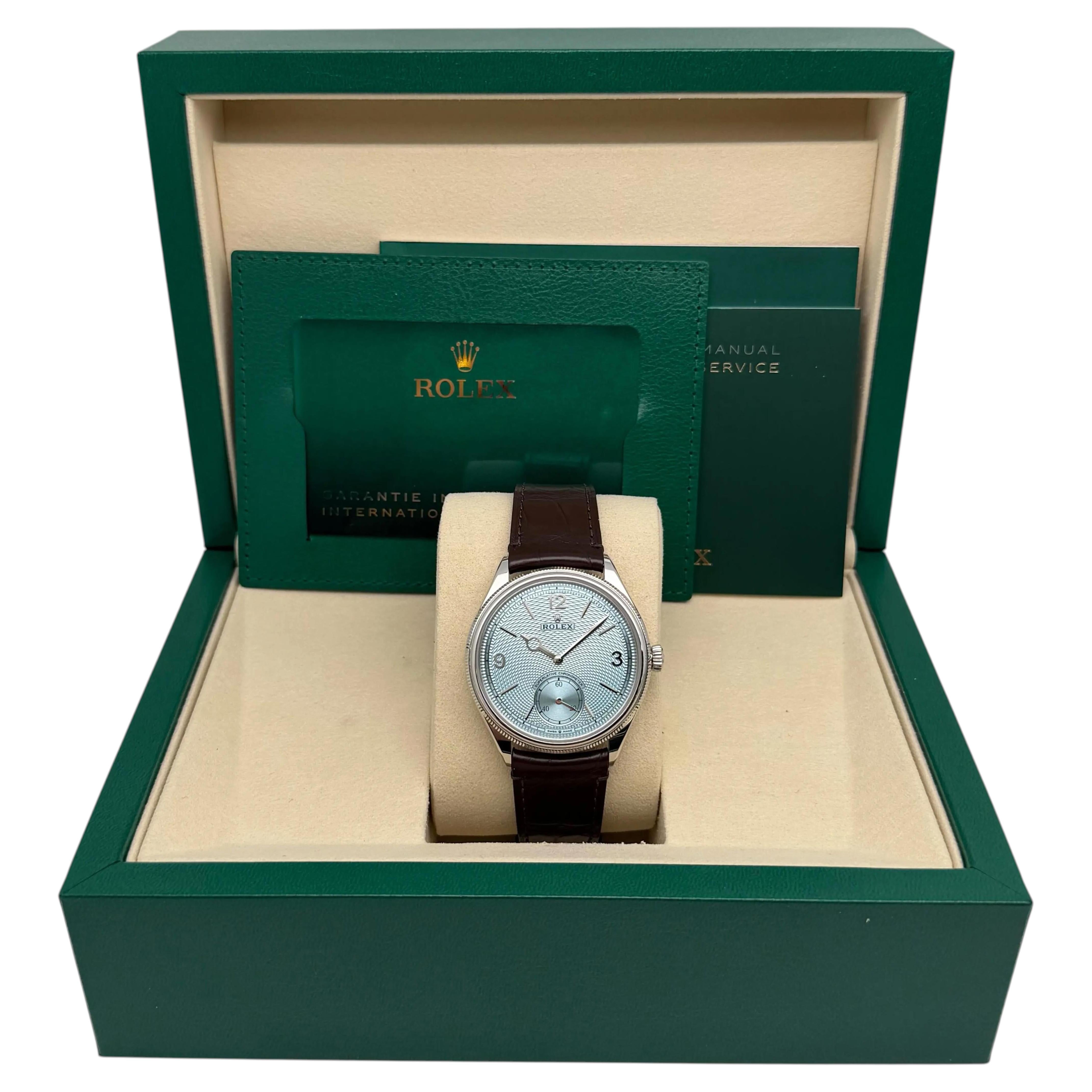Rolex Ad Rice Rolex 1908 Platinum 52506 Ice Blue Guilloche Rice Motif Dial Watch 2026 ...