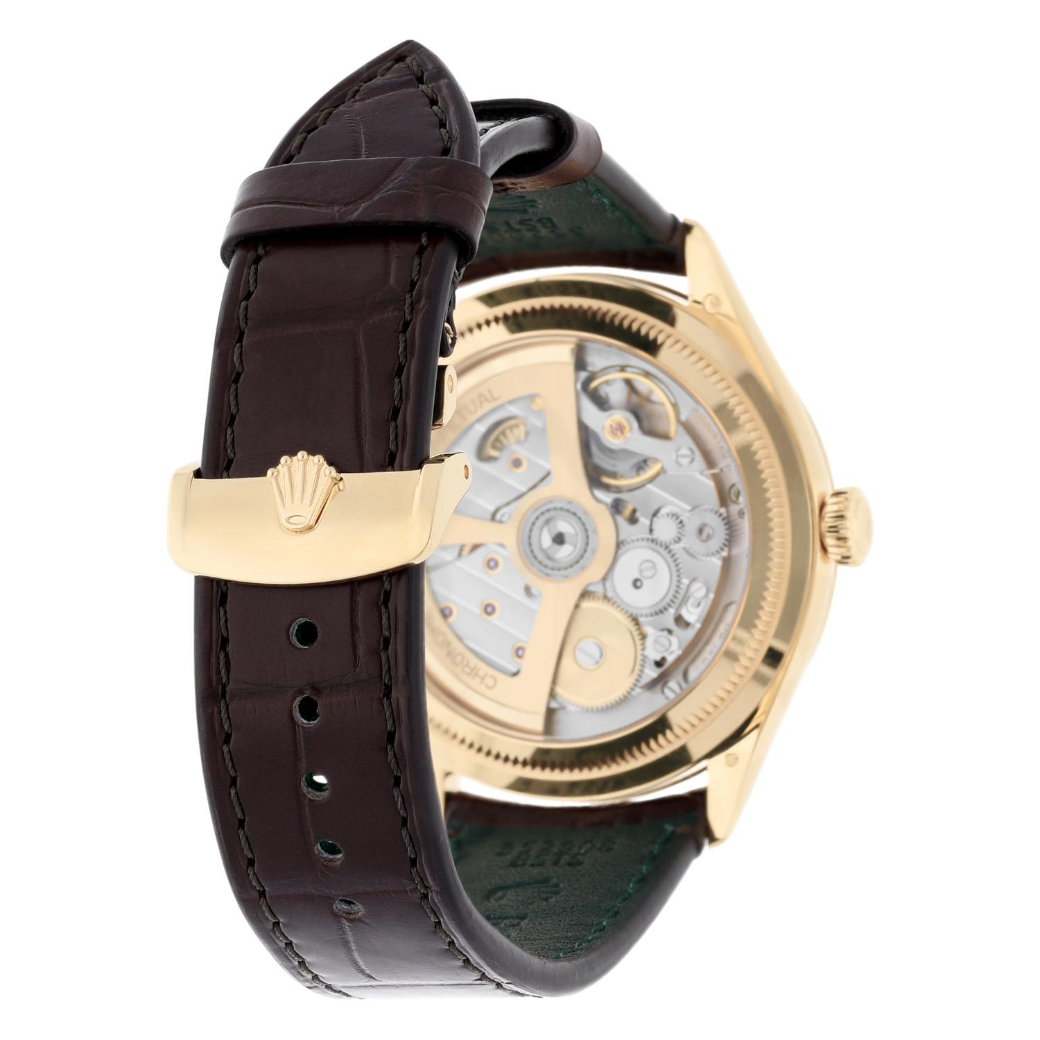 Rolex 1908 White Dial 18K Yellow Gold Watch Leather Strap 52508 Box/ Papers 2024 2