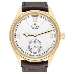 Rolex 1908 White Dial 18K Yellow Gold Watch Leather Strap 52508 Box/ Papers 2024