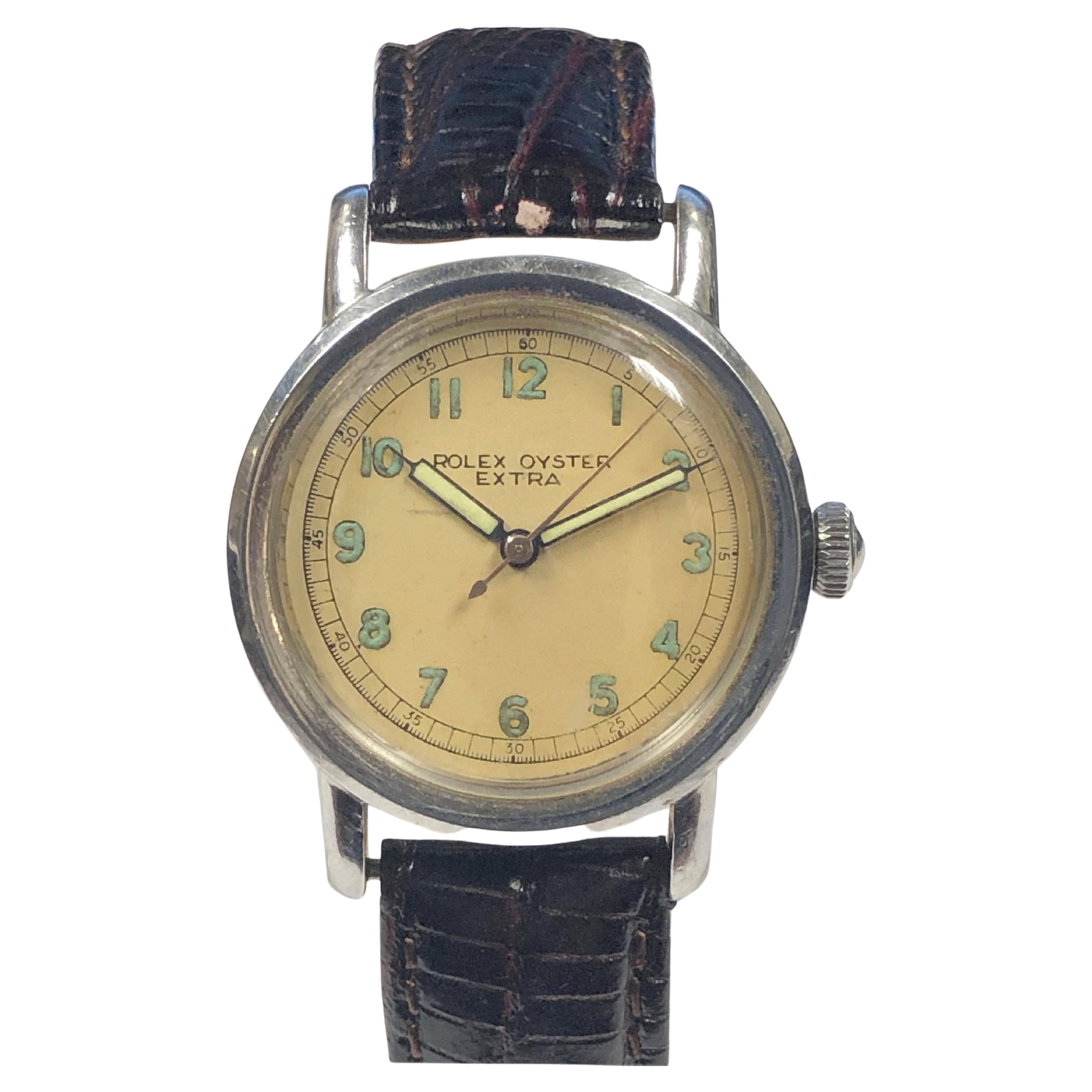 Rolex 1930s Extra Athlete Model Steel Cased Mechanical Wrist Watch