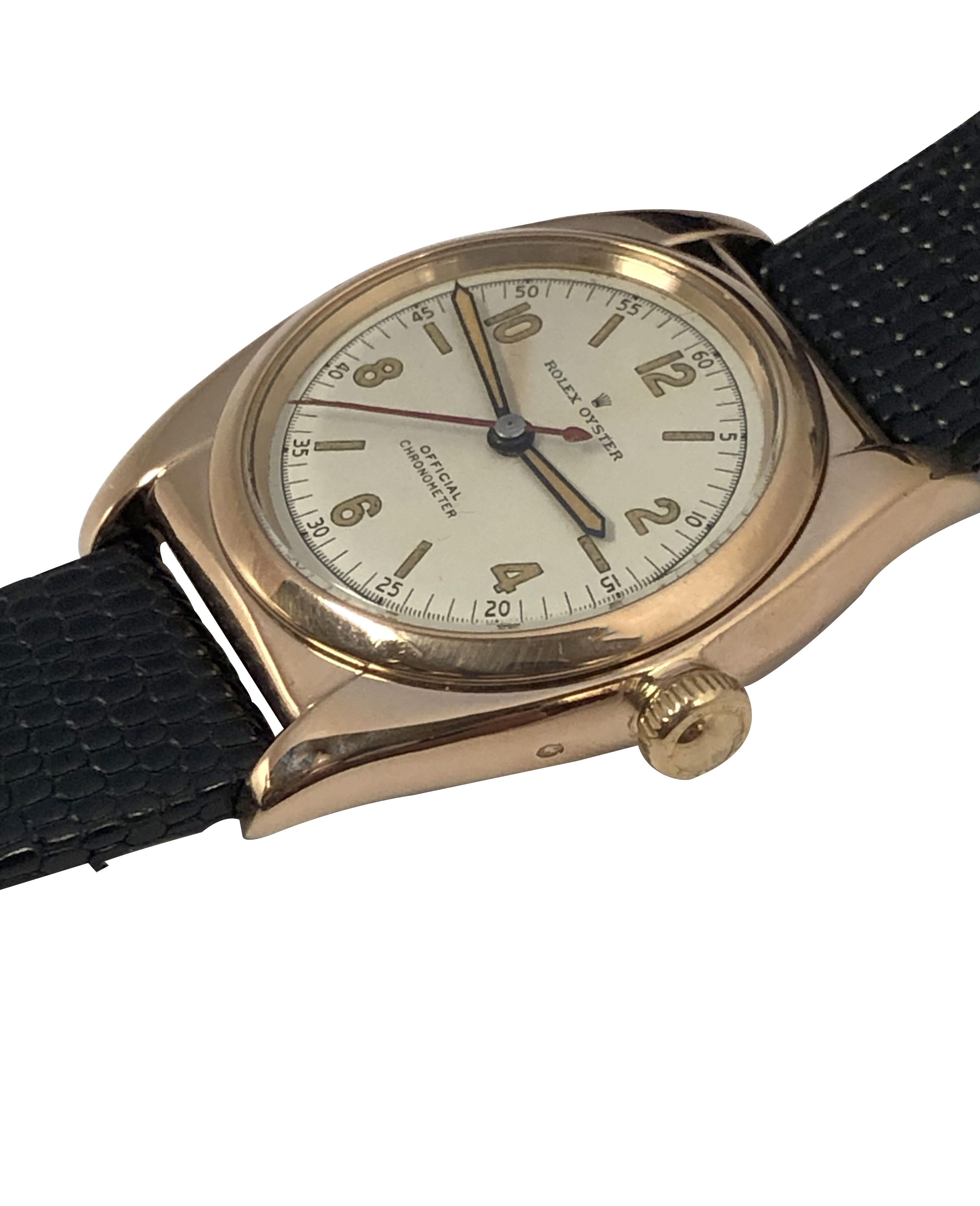 Circa mid 1930s Rolex Reference 3009  Flat Bubbleback 