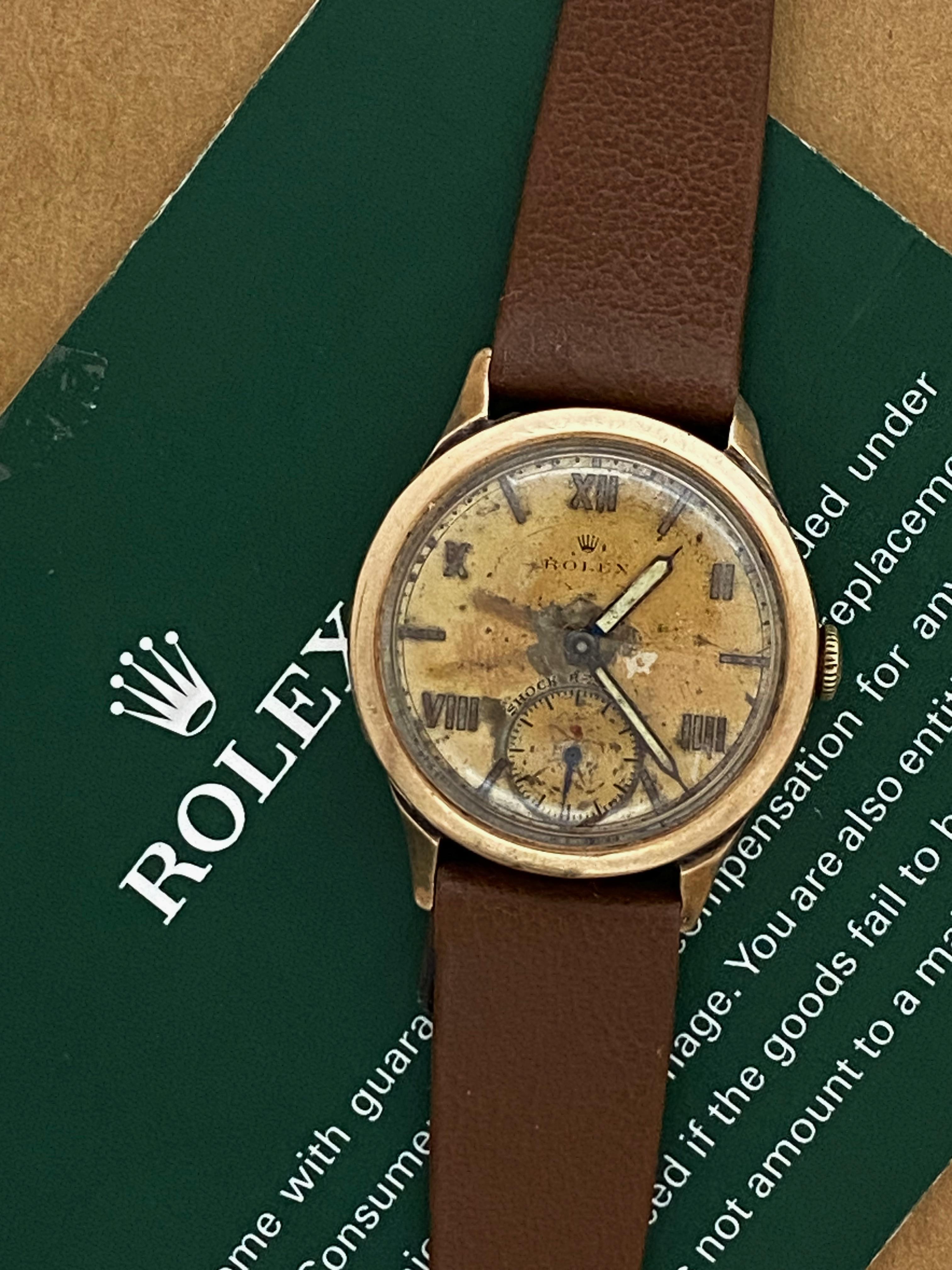 Rolex 1940's Art-Deco 9K Rose Gold 29mm Unisex Watch, Rare 