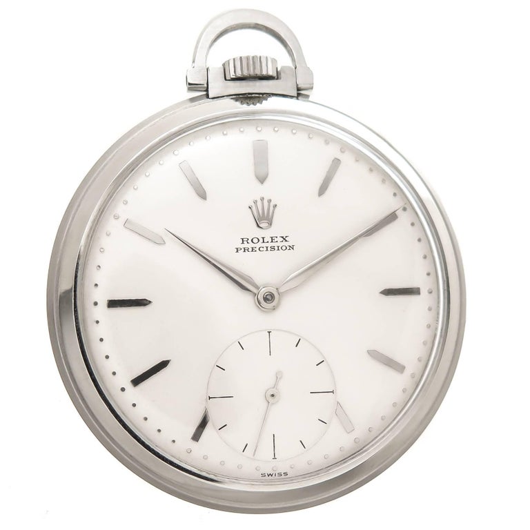 Rolex Stainless Steel Manual Wind Pocket Watch, 1940s at 1stDibs