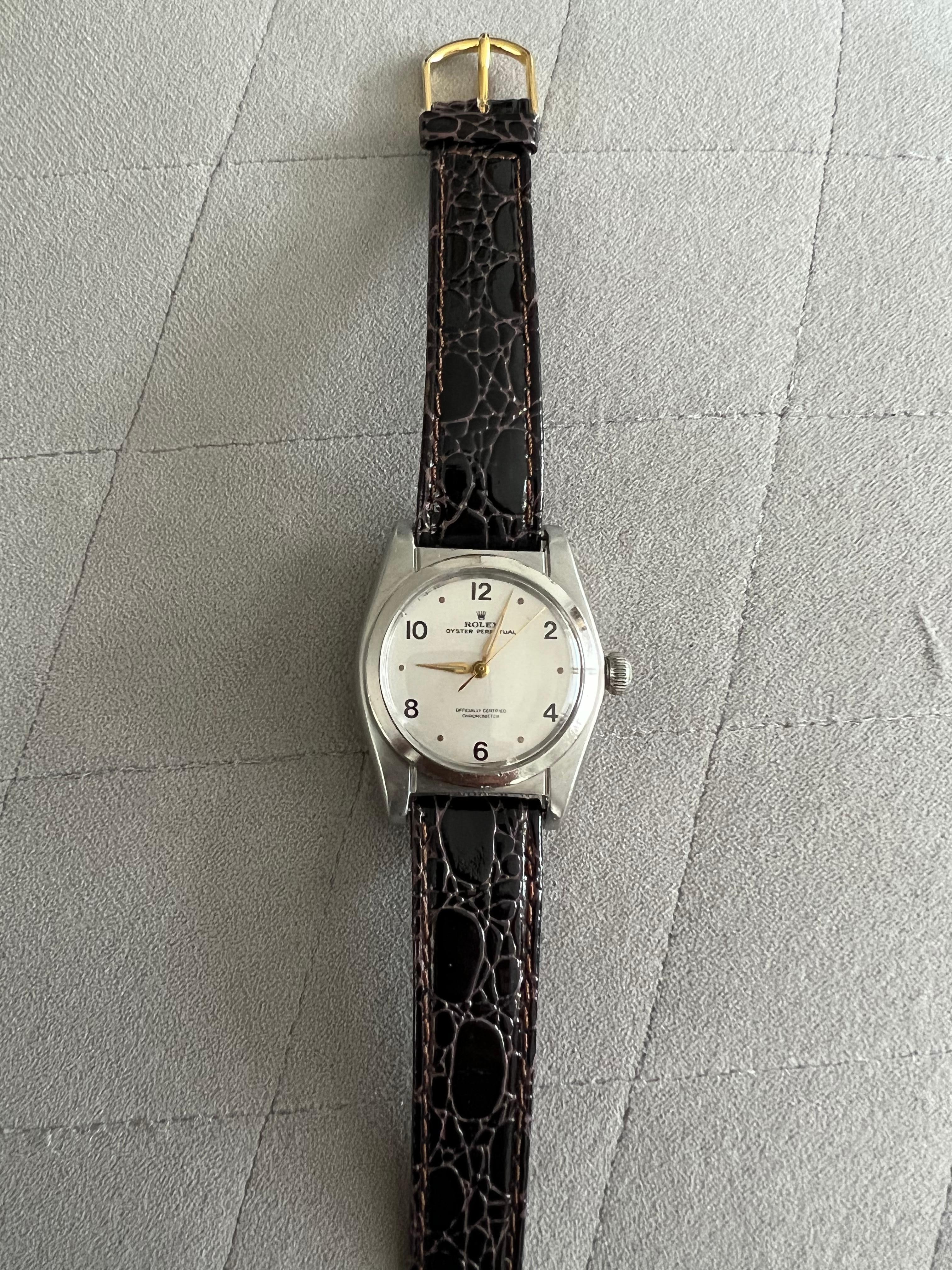 Rare and exciting!! Vintage Rolex bubble back 
This watch, a Reference 6084 Oyster Perpetual dates to approximately 1950s , and is loaded to the hilt with all the goodness you could possibly hope for in a mid-century Rolex. It possesses a
