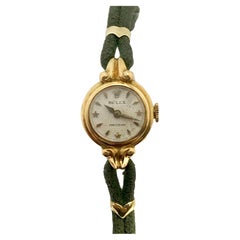 Rolex 1950s Ladies Gold Wrist Watch with Honeycomb Star Dial and Original Box