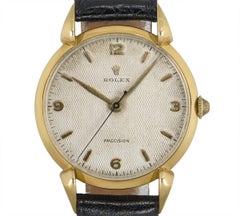 Rolex 1950s Yellow Gold Honeycomb Precision Tear Drop Lugs Wristwatch 4514