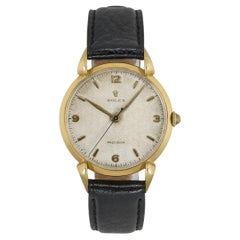 Vintage Rolex 1950s Yellow Gold Honeycomb Precision Tear Drop Lugs Wristwatch 4514