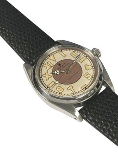 Rolex 1951 Stahl-Armbanduhr mit Selbstaufzug und Cali Bubbleback-Zifferblatt