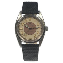 Rolex 1951 Stahl-Armbanduhr mit Selbstaufzug und Cali Bubbleback-Zifferblatt