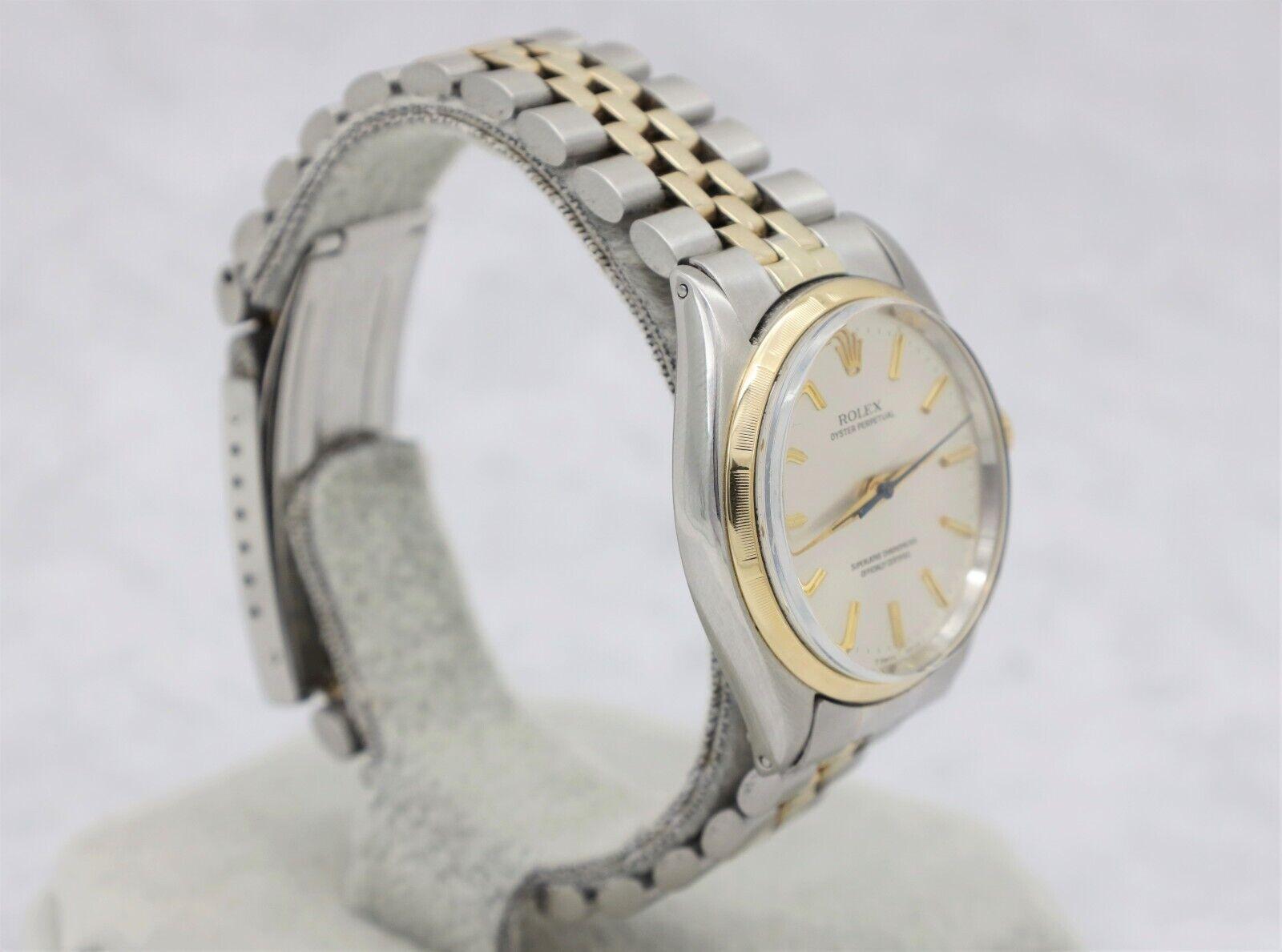 Rolex 1952-1961 Oyster 34 Perpetual Reference 1003 Two Tone Jubilee Band In Fair Condition For Sale In Providence, RI
