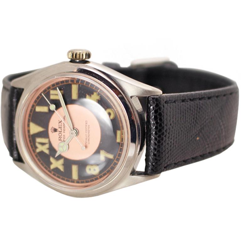 Women's or Men's Rolex 1952 Steel Case with California Dial Automatic Wristwatch